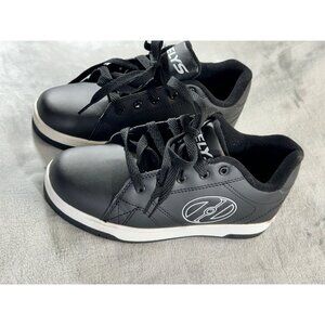 Heelys kids size 6 Black Skate Shoes Lace Up Low Top Round Toe Leather HES10449